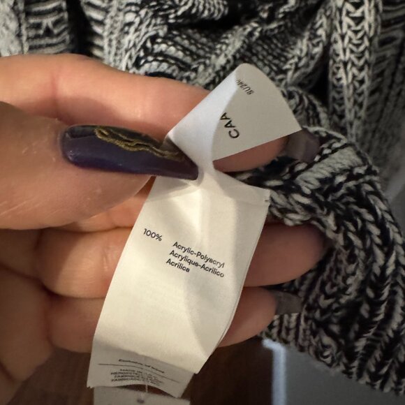 Cupshe Womens Cardigan Sweater Button Front Black White Oversized - Picture 3 of 4